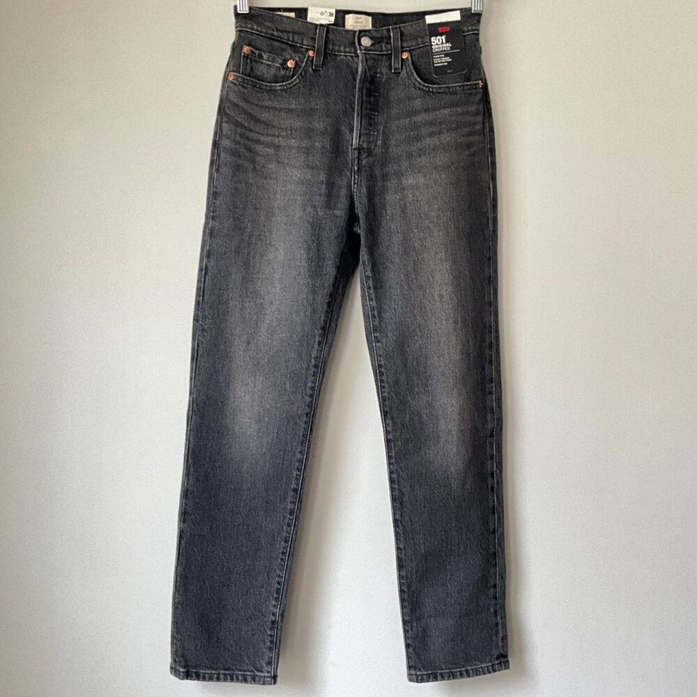 Levi's Premium 501 Crop Button Fly Straight Jeans 29 - Picture 2 of 11